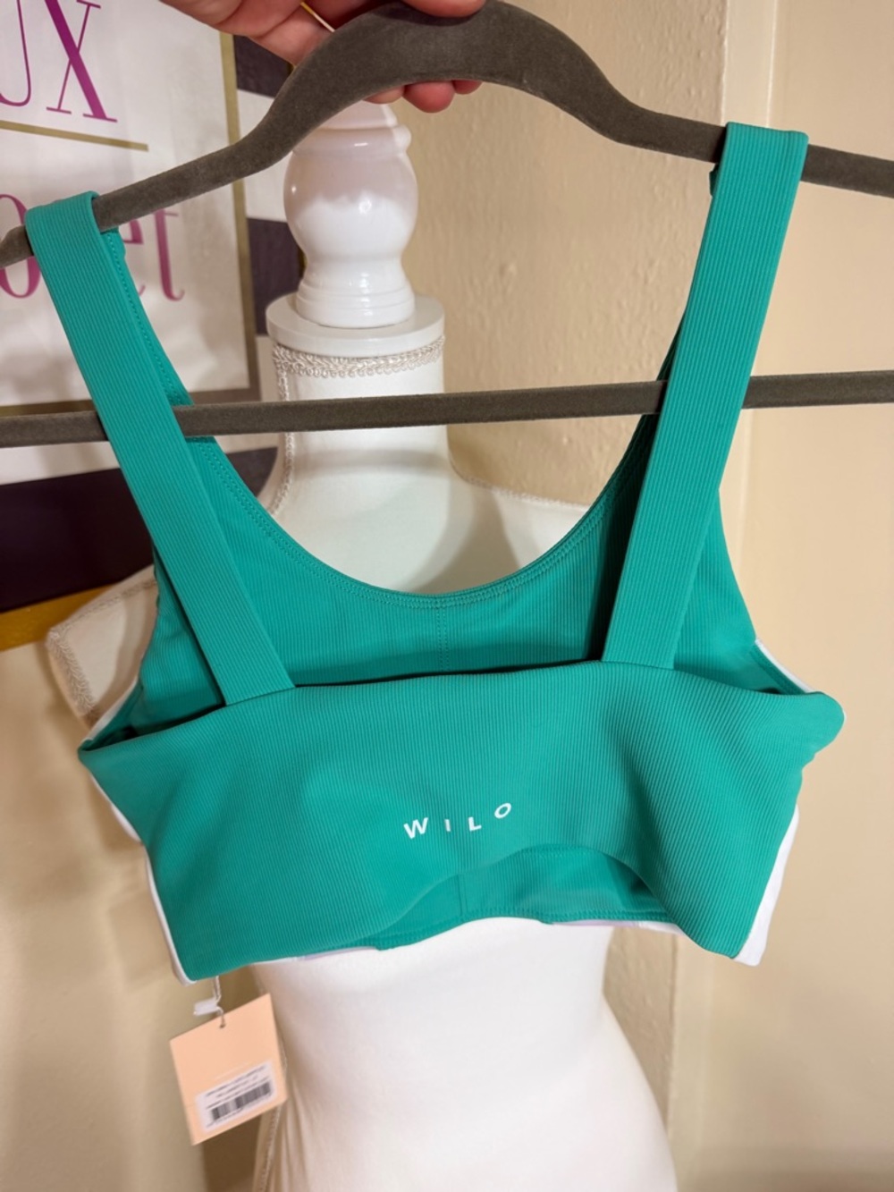Wilo the label Colorblock Scoop Crop Top - Teal, Lavender & White NWT Sz Sm - Picture 2 of 4